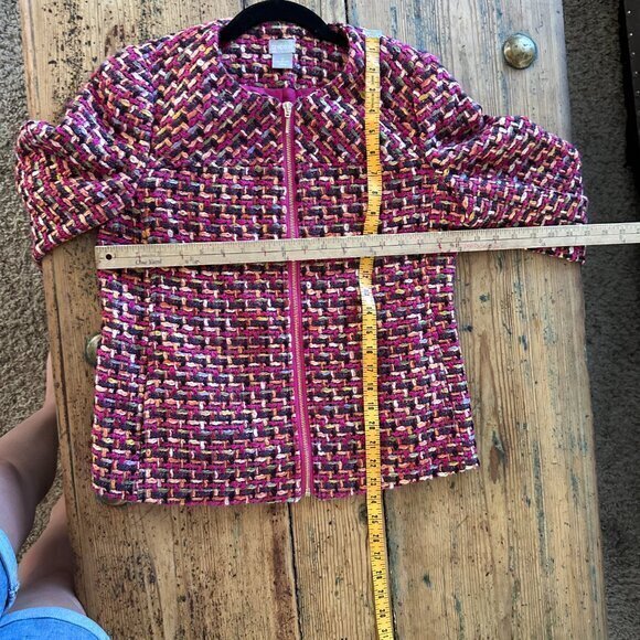 Chico's Zip Front Tweed Jacket   Size 4/6 - Picture 4 of 8